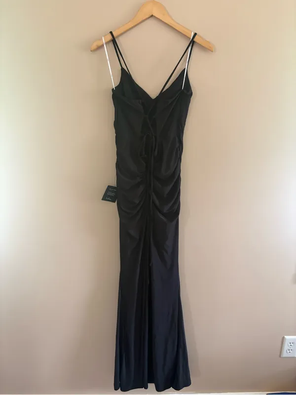 Lulus Elese Black Slinky Knit Lace-Up Mermaid Maxi Dress Size Large NWT Formal - Image 5