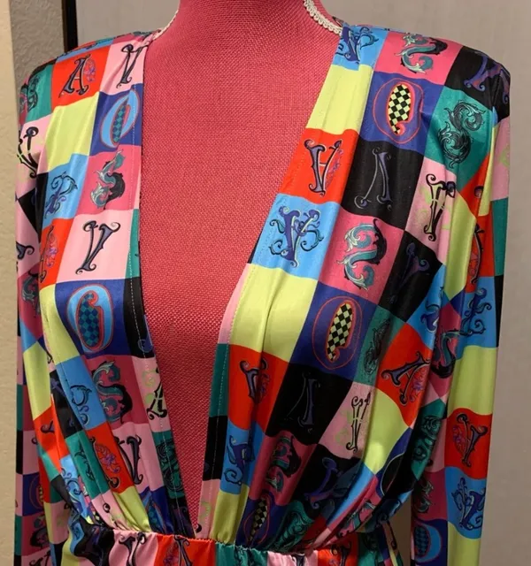 Deep plunge neck colorful bodysuit size L Size L - Image 7