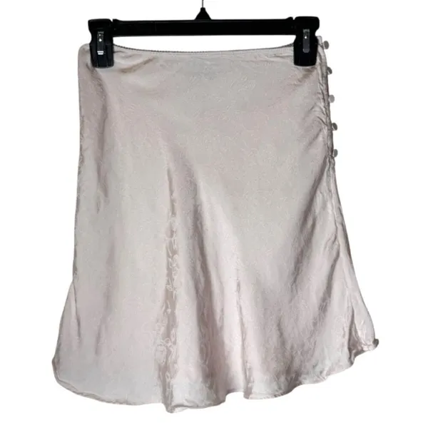 L'Academie Skirt Women XS Primrose Pink Satin‎ Floral The Elsa Button Mini Slip - Image 3