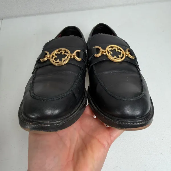 Ted Baker 39 US 8 Drayan Loafer Magnolia Accent Black Leather Gold Bit Shoes - Image 8