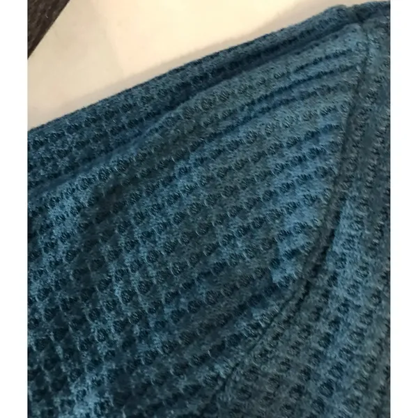 Aeropostale Waffle Knit Thermal Long Sleeve Tee L Turquoise Cabincore Classic - Image 10