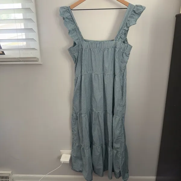 Nation LTD Large Camille Midi‎ Sundress Spritz Stripe Mint Blue Tiered Resort - Image 5