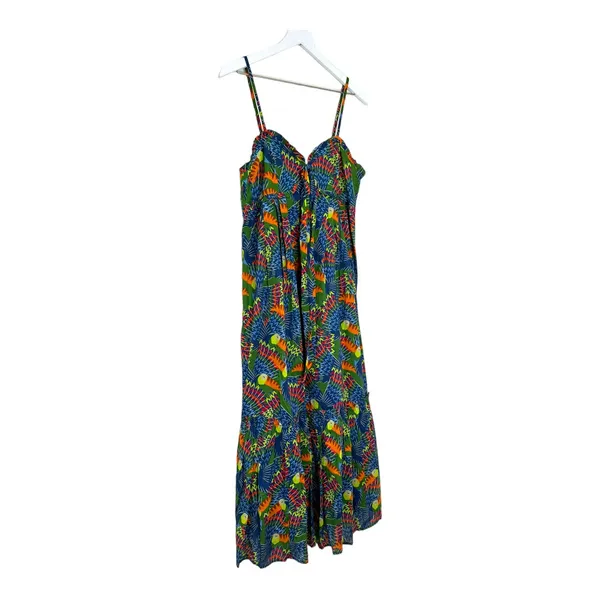NWT Farm Rio Tropical Print Midi Dress Ruffle Bust Spaghetti Strap Size Small - Image 6