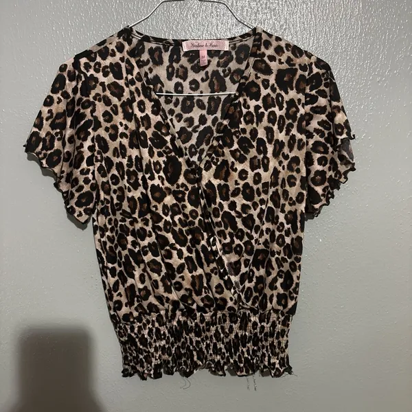 Chic Leopard Print Blouse Brown Size M - Image 3