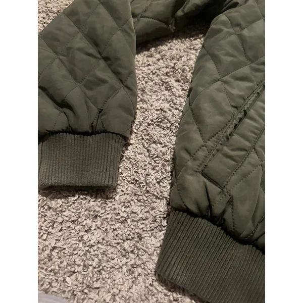 Banana Republic‎ Womens Olive Green Quilted Bomber Jacket Small Full Zip - Image 4