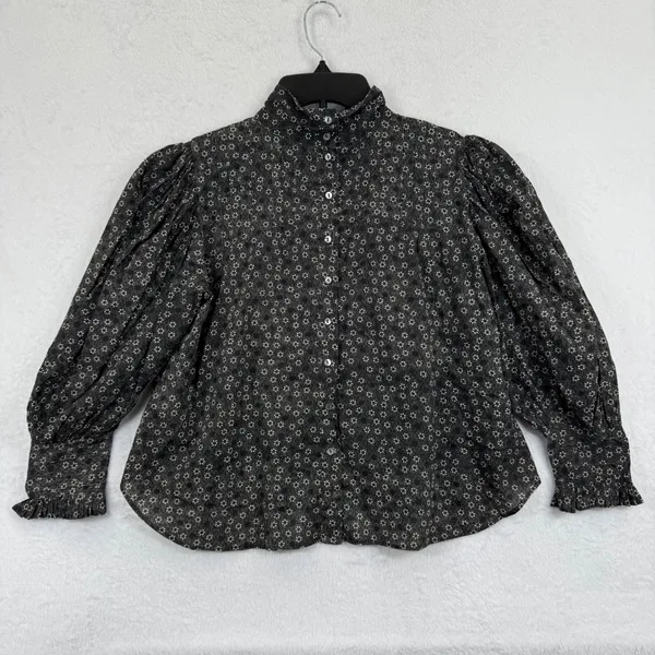 LoveShackFancy XS Floral Mock Neck Blouse‎ Long Sleeve Top Boho Chic NWOT - Image 9