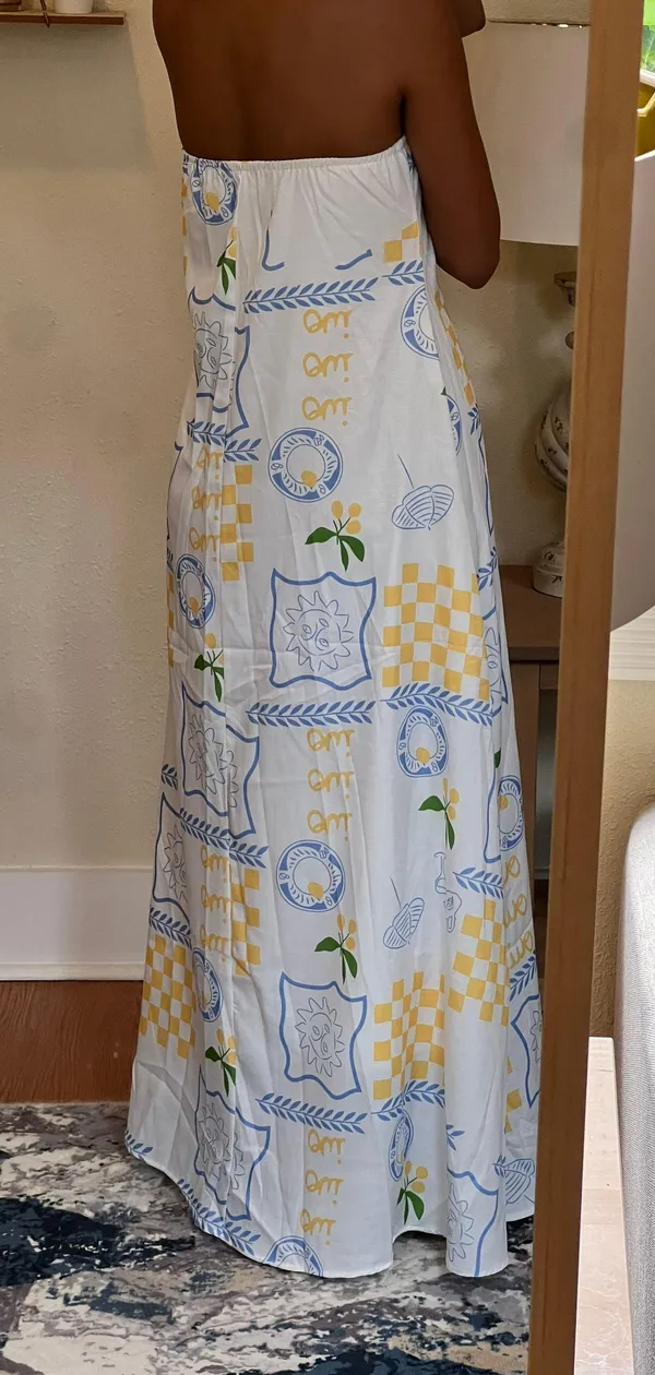 Maxi Summer Print Dress White - Image 4