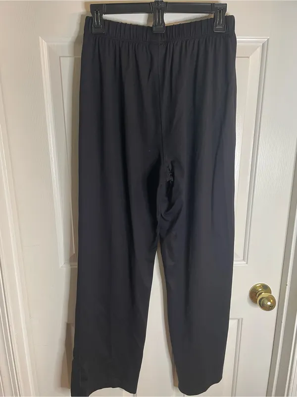 L.L. Bean Women’s Black Elastic-Waist Wide Leg Track Pants Size Medium - Image 5