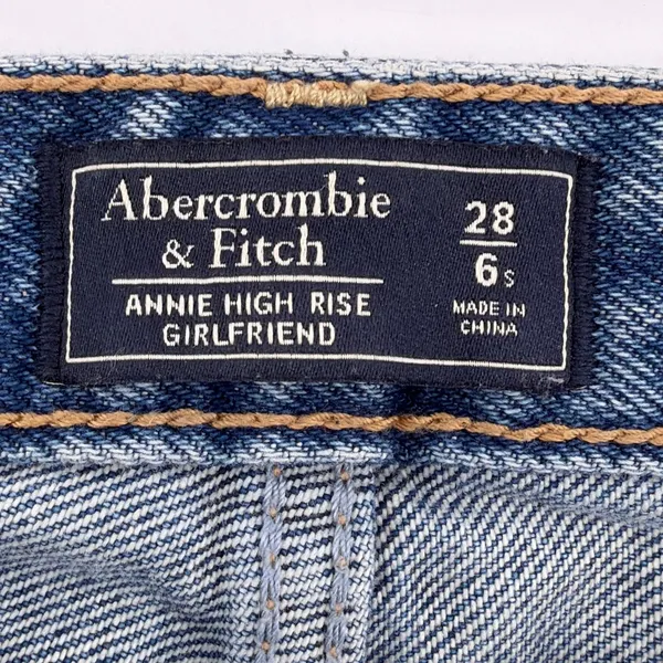 Abercrombie Annie High Rise Girlfriend Jeans 28 6S Short Double Knee Distressed - Image 7