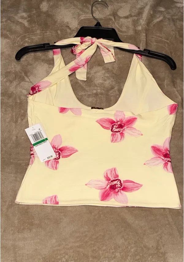 Derek Heart orchid-print halter top. - Image 5