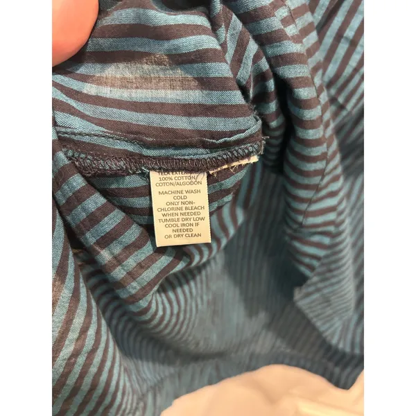Lou & Grey‎ Womens Teal Black Striped Cotton Tank Top Scoop Neck Large Lagenlook - Image 7