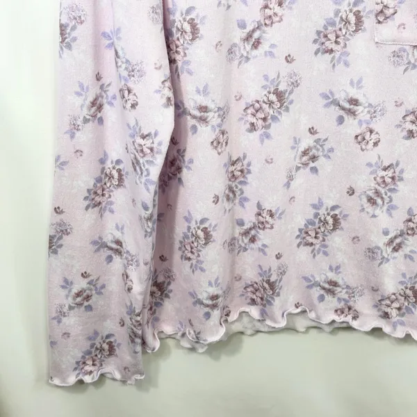 Laura Ashley Large Pajama Set Pink Floral Lettuce Hem Soft Girl Cottagecore 559 - Image 8