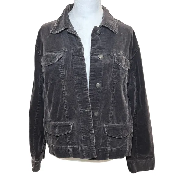 Chico's Dark Brown Corduroy Cotton Blend Casual Jacket Sz‎ 2 Large 12 - Image 2