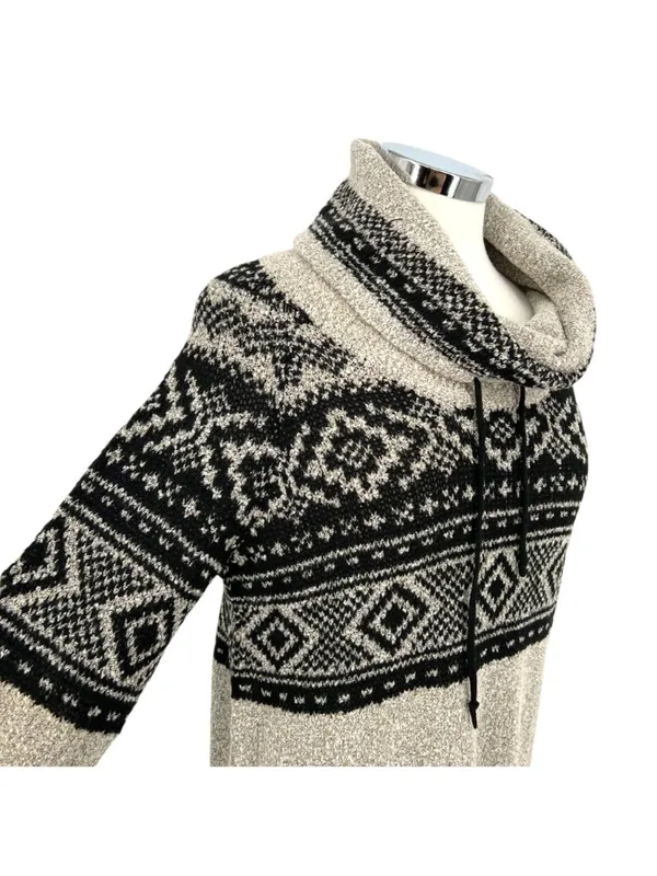 Maurices Nordic Pattern Cowl Neck Sweater Metallic Gray Black Size Medium NWT - Image 4