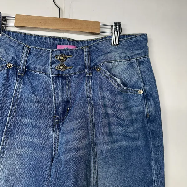 Edikted Women’s Wide Leg Jeans Size L Blue Denim 33x31 High Rise - Image 6