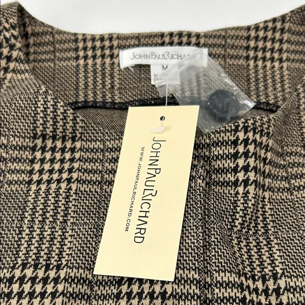 JohnPaulRichard Brown Plaid Blouse Size M - Image 3