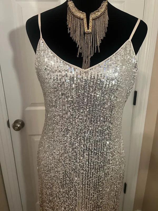 Silver gold ombré cocktail evening dress - Image 2