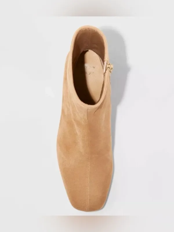 a new day Tan Block Heel Faux Suede Ankle Booties Size 9.5 - Image 3