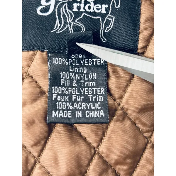 Goode Rider Equestrian Vest Womens Medium Removable Faux Fur Hood‎ Full Zip - Image 5