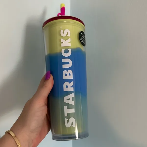 NWT Starbucks Spring 2023 Citrus Color Change Swirl Straw Topper Plastic Tumbler - Image 2