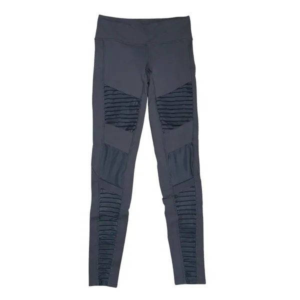 Alo Yoga Moto Leggings Womens XS Grey Excellent Ribbed Mesh Panels W5494R - Image 2