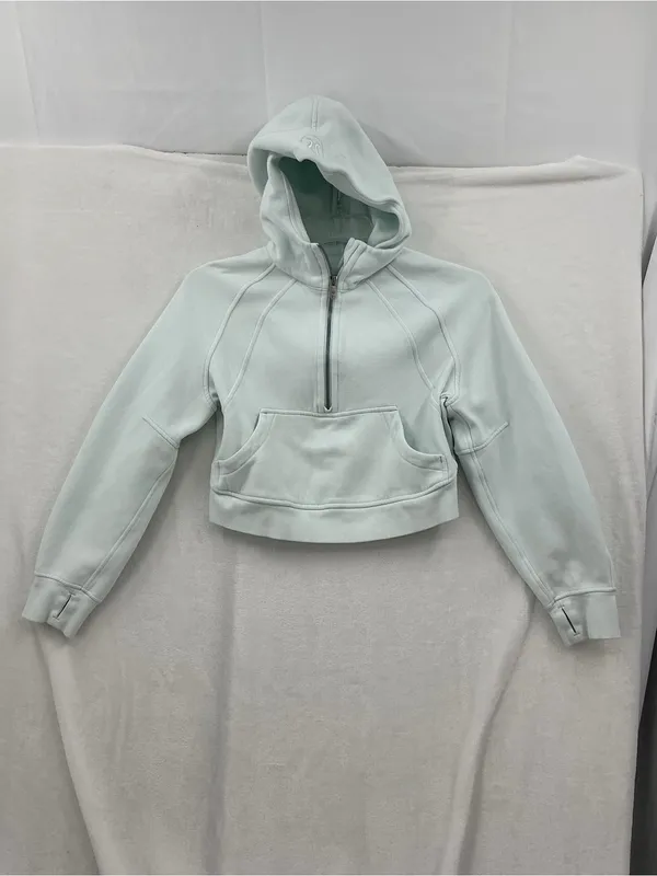 lululemon athletica Light Blue Hooded Half-Zip Cropped Jacket 1133 - Image 2