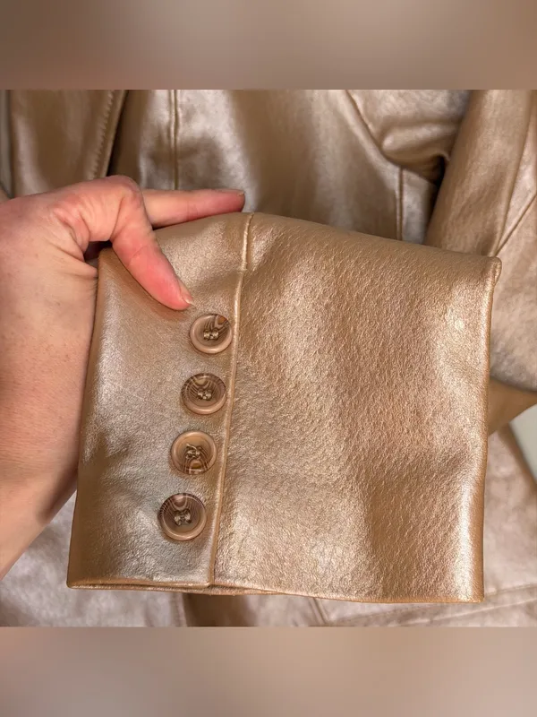 Chadwicks Vintage Y2K Champagne Gold Metallic Leather Blazer Tailored Capsule - Image 7