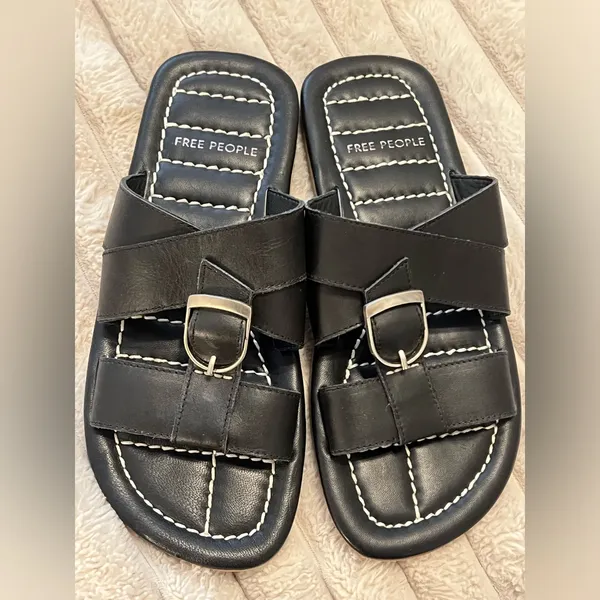 Free People Sloan Buckle Sandals - Black - Image 4