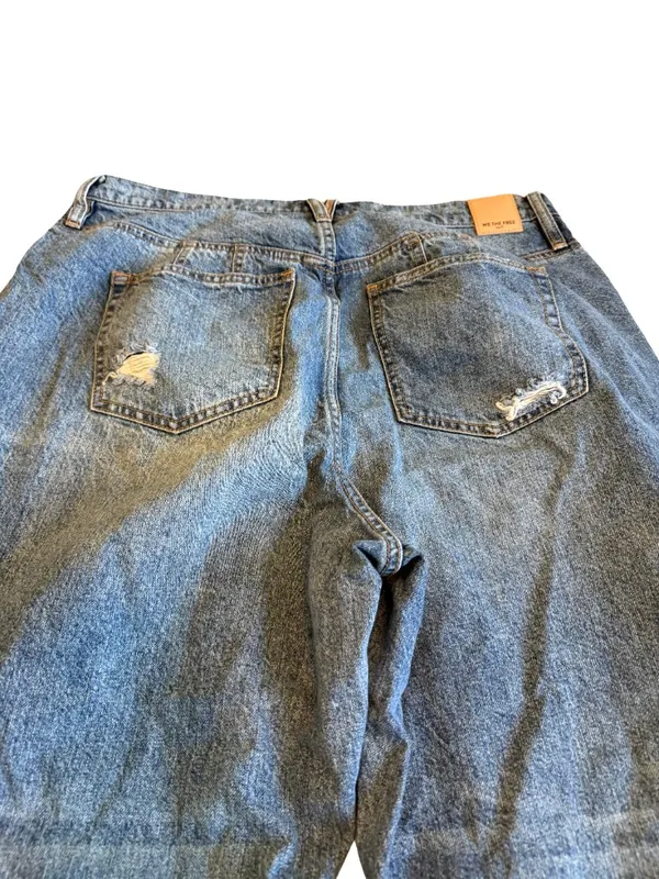 We The Free People Wide Leg Loose Fit Jeans Distressed Crvy Size 35 Women's - Image 8