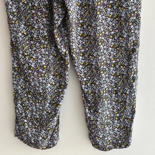 LOFT Paperbag Waist Cropped Flowy Floral Print Pants, Black/Multi, Size Large - Image 16