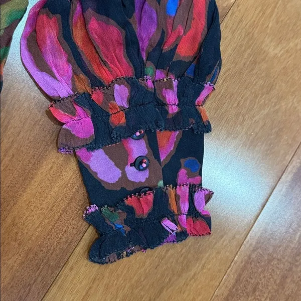 NWT FARM RIO Iridescent Leopard Print Ruffled Mini Dress In Multi‎ Color size XS - Image 9