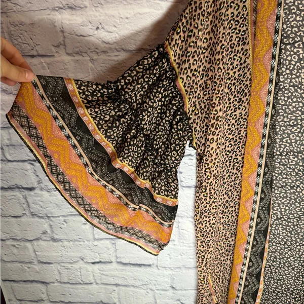 Democracy 3/4 sleeve double‎ ruffle stripe animal print kimono size small/medium - Image 3
