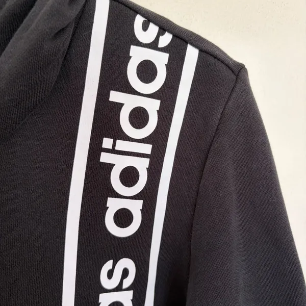Adidas Womens‎ Black Vertical Logo Tape Pullover Hoodie Sweatshirt Size Large - Image 3