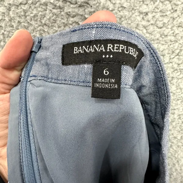 Banana Republic Knee‎ Length Skirt Womens 6 Blue Chambray Nautical Preppy Twee - Image 2