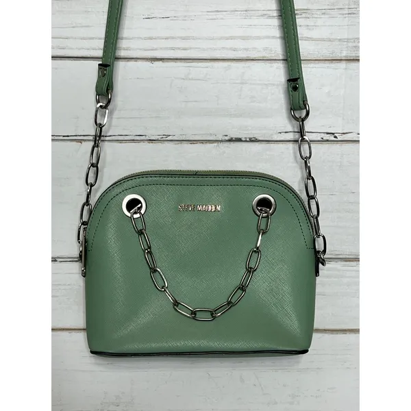 Steve Madden Sage Green Crossbody Bag Chain Detail Dome Purse Small Handbag - Image 11