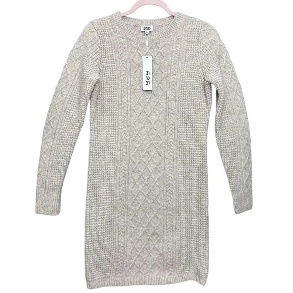 525 America Tessa Cable Knit Sweater Dress Beige‎ Cashew Heather Revolve - Image 4