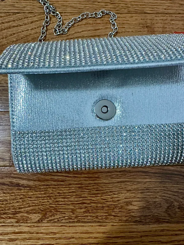 Kelly & Katie New Silver Rhinestone Crossbody Purse - Image 6
