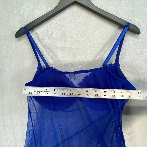 Just Sexy Lingerie Babydoll Sheer Lace Ruffle Trim Blue Pink Y2k slip dress‎ L - Image 6