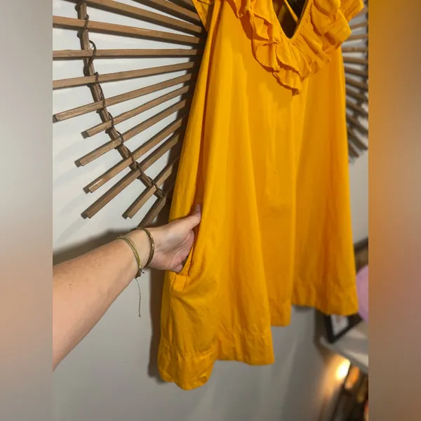 Maeve Ruffle Tunica Mini Dress V-Neck A-Line Spring Mango Vacay Resort 🌴💛 - Image 8