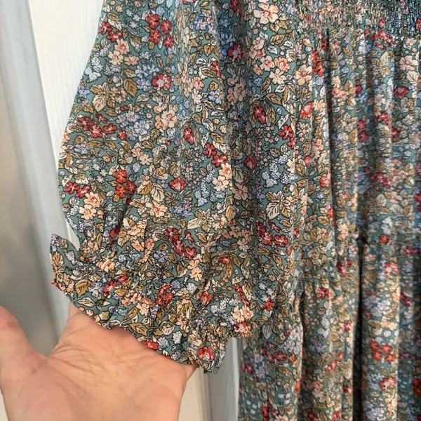Umgee Maxi‎ Dress 2XL Floral Smocked Maternity Shoot Baby Shower Ruffle Feminine - Image 7