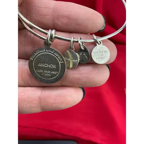 Alex and Ani Bangle Bracelet Lot 6pc‎ Nautical Lobster Fish Anchor Gold Silver - Image 4