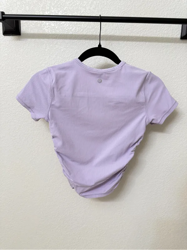 Lululemon All It Takes Short Sleeve Shirt Ribbed Lilac Ether Size 2 NWOT - Image 3