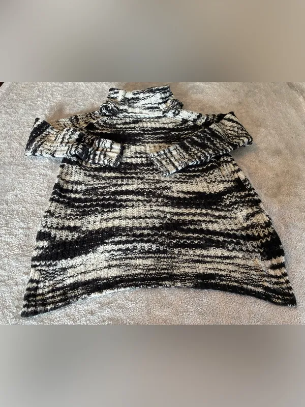 Ana Brand Cozy Black & White Turtleneck Sweater - Women's Oversized Knit Size M - Image 5