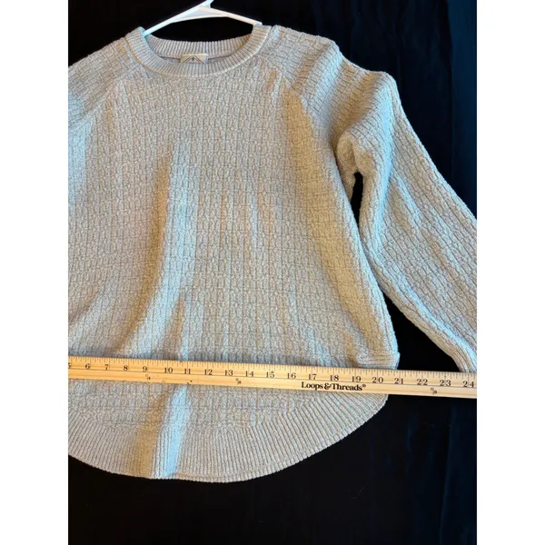 St Johns Bay Womens PL Oatmeal Beige Textured Knit Crew Neck Raglan Sweater - Image 6