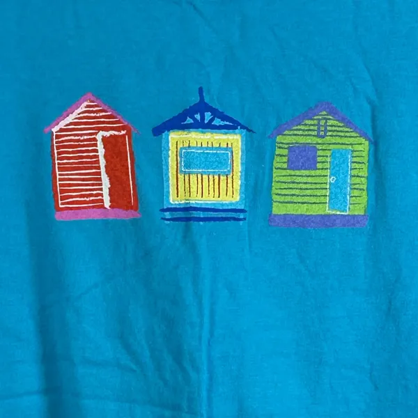 Fresh Produce Womens Blue Beach House Graphic T-Shirt Cotton USA Made Large - Image 4