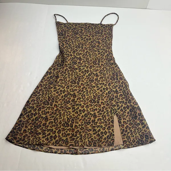 STAUD Bellamy‎ Leopard Print Open Back Chiffon Mini Slip Dress Womens Size XS - Image 3