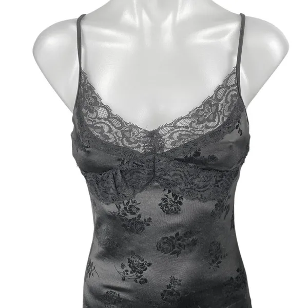 Urban Outfitters MOTEL Coti Black Floral Lace Silk Satin Cami Camisole Bodycon Tank Dress Size XS - Image 3