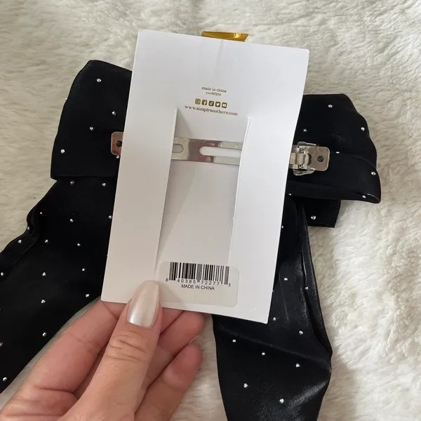 NEW Simply Southern Black Satin Studded Hair Bow NWT - Image 3