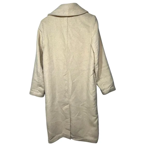 Abercrombie & Fitch Tan Cream Wool Collared Overcoat Pea Coat Jacket Womens Sz M - Image 2