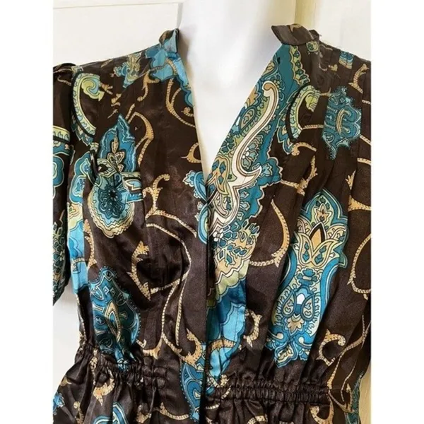 Allison Taylor 060101 Size small‎ women blouse shirt top Brown Blue short sleeve - Image 3